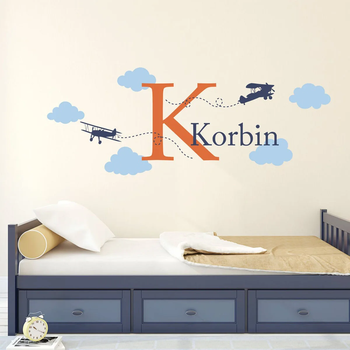 

Makeyes Custom Name Wall Sticker Airplanes Clouds Wall Decals Kids Name Personalized Baby Bedroom Wall Decor Vinyl Sticker Q884