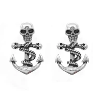 popular stainless steel retro punk skull anchor earrings women trendy design fashion party jewelry holiday gifts wholesale
