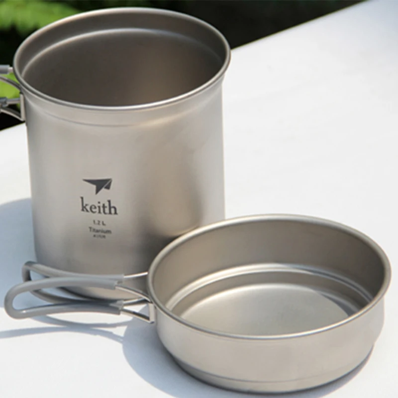 Набор кастрюль из титана Keith посуда для кемпинга сковорода и охоты путешествий