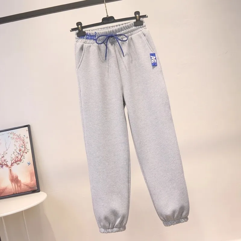 

POUNGDUDU 2021 Women Pants Joggers Letter Casual Sweatpants Sport Harem Trousers Cotton Student Female Baggy High Waist Laced