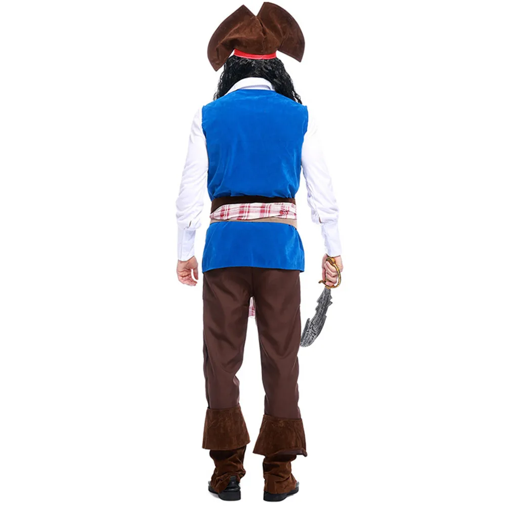 Free Shipping!Mens Ahoy Matey High Seas Pirate Costume Adult Buccaneer Captain Fancy Dress Jack Sparrow Cosplay outfit | Тематическая