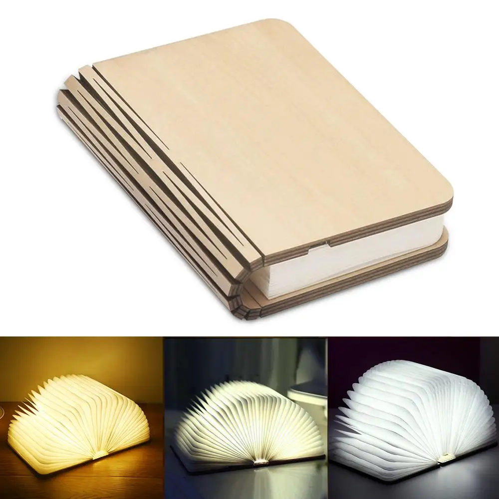 Светодиодная деревянная лампа для чтения ночник в форме книжки с USB прикроватный