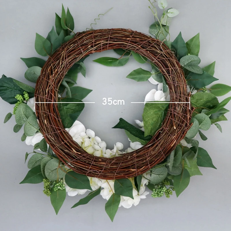 

Artificial Hydrangea Phalaenopsis Wreath Spring Summer Wreath for Farmhouse Home Wedding Party Wall Window Outdoor Decor