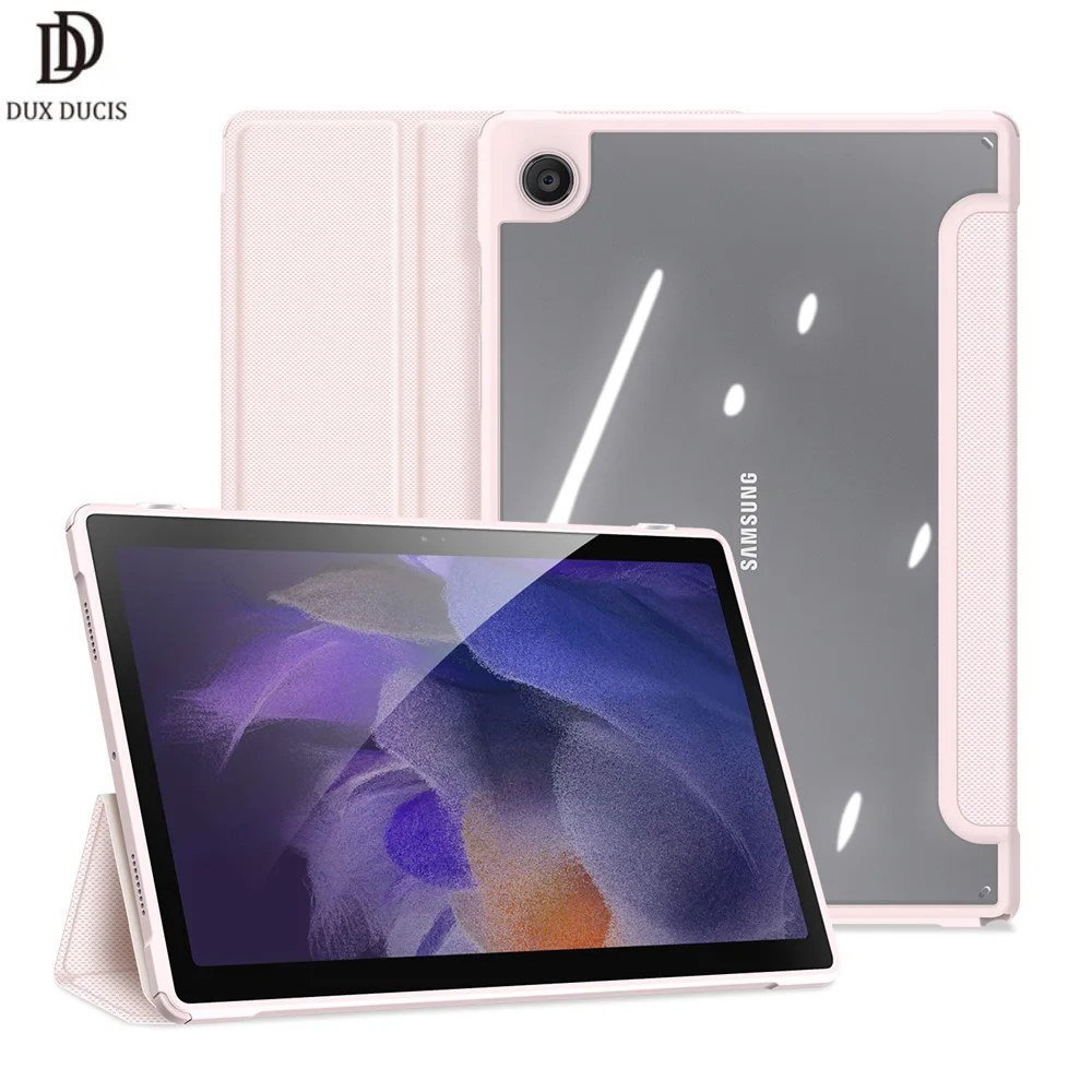 

DUX DUCIS Tablet Leather Case For Samsung Galaxy Tab A8 2021 Magnetic Closure Trifold Stand Clear Back Auto Sleep/Wake Slim Case