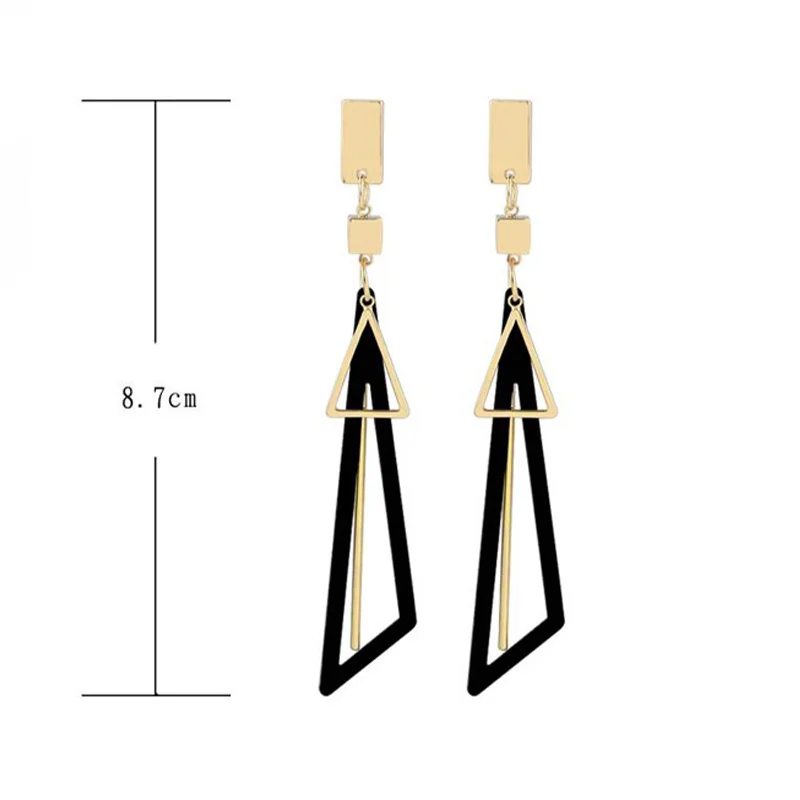 

2020 Korean Long Statement Geometric Triangle Tassel Dangle Drop Earrings For Women Earrings Fashion Jewelry Oorbellen Brincos
