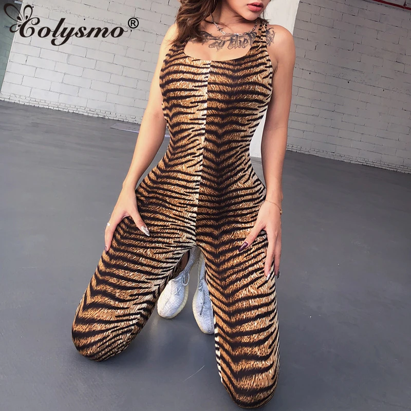 Сексуальный Леопардовый женский комбинезон Colysmo с открытой спиной танковый