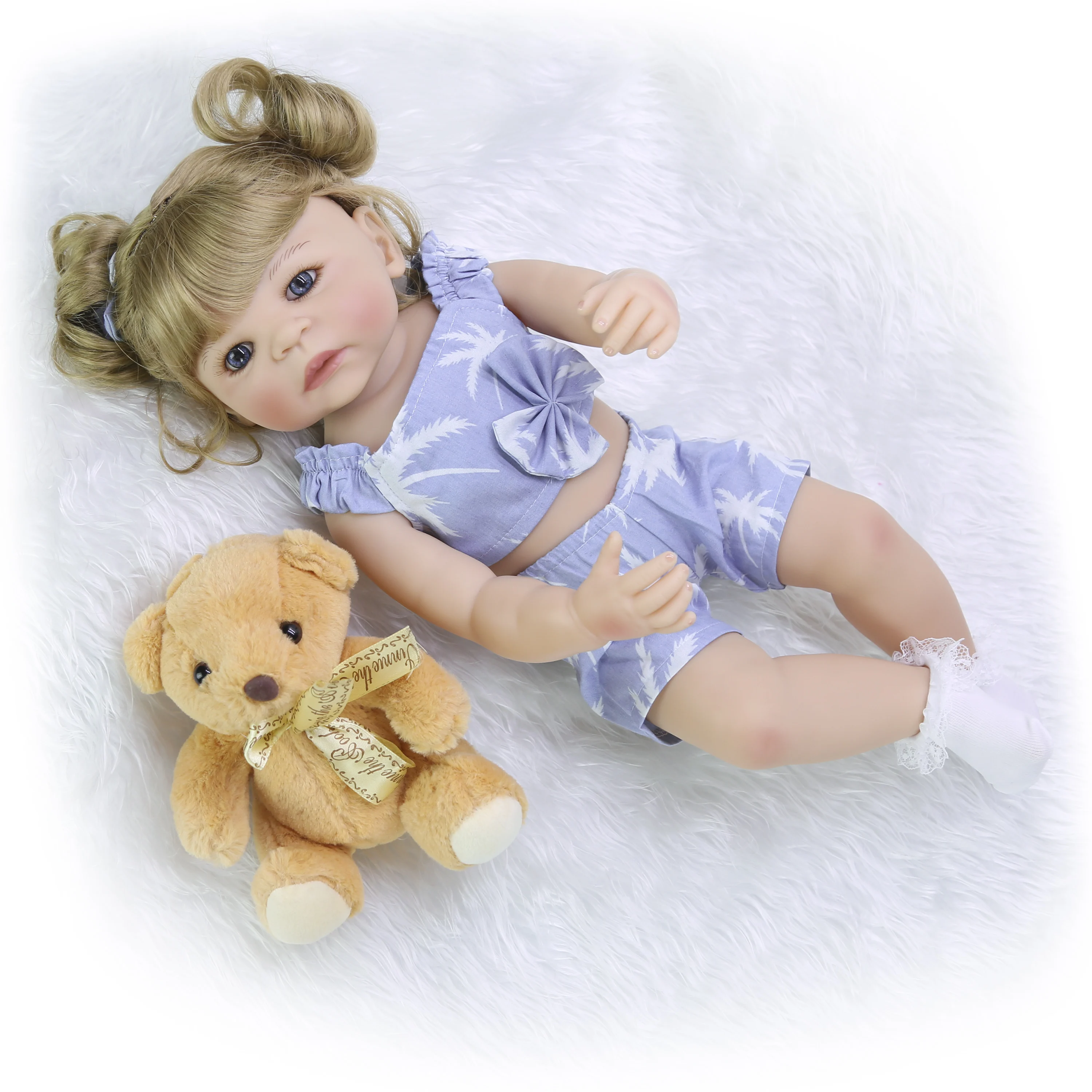 Новое поступление 22 дюймов силиконовые всего тела Reborn Baby Doll модное платье