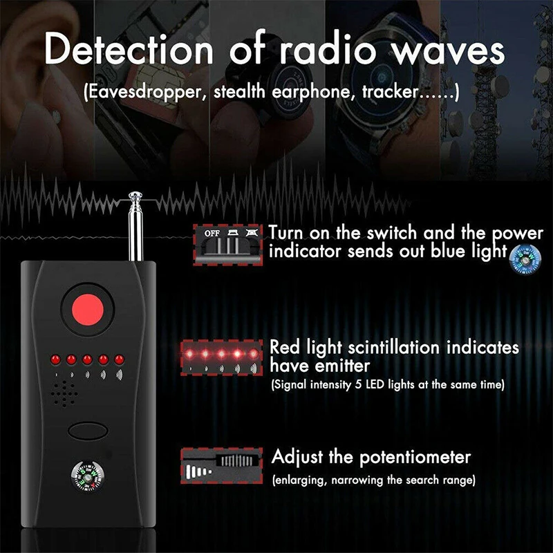 Многофункциональный антишпионский детектор с камерой GSM устройство обнаружение