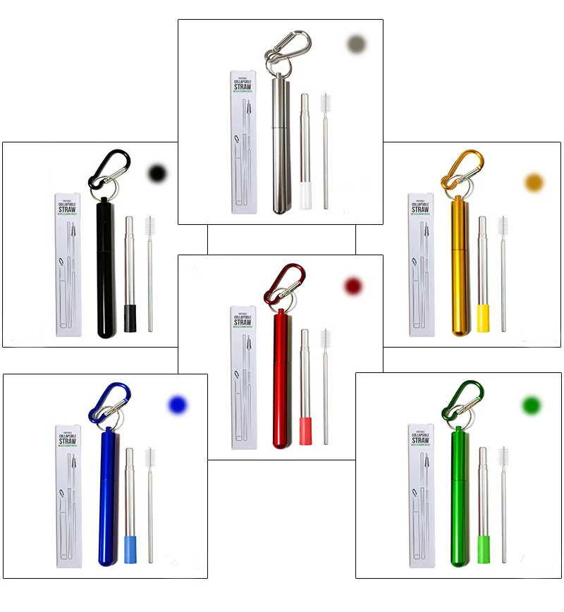 3 шт. Удобная Выдвижная Серебряная солома из нержавеющей стали для путешествий