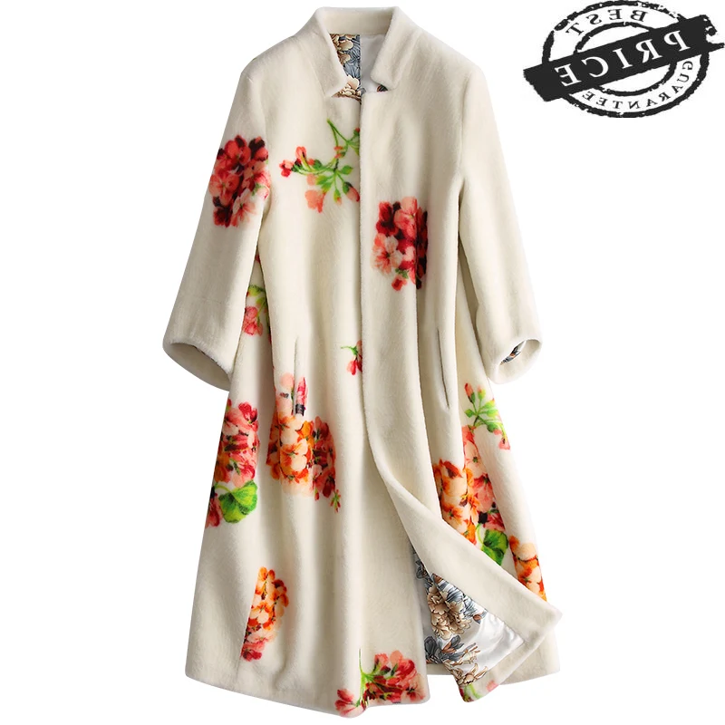 

Real Fur Coat Female Autumn Winter Elegant Long Sheep Shearing Jacket Women Clothes 2021 Korean Vintage Wool Tops 1a0a0