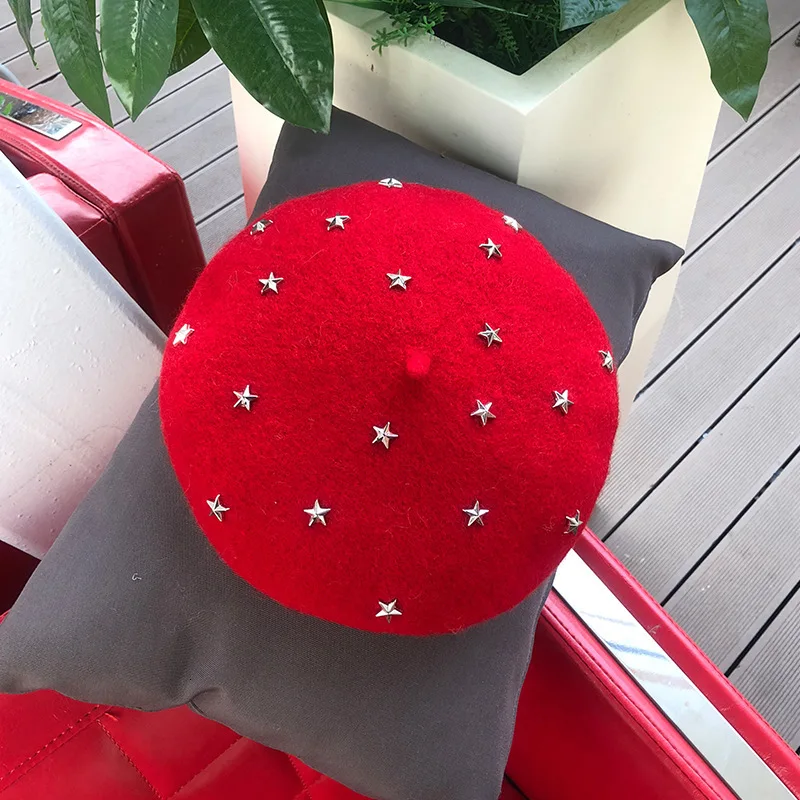 Новый продукт шерстяной УДОБНЫЙ БЕРЕТ из хлопка с металлическими заклепками и