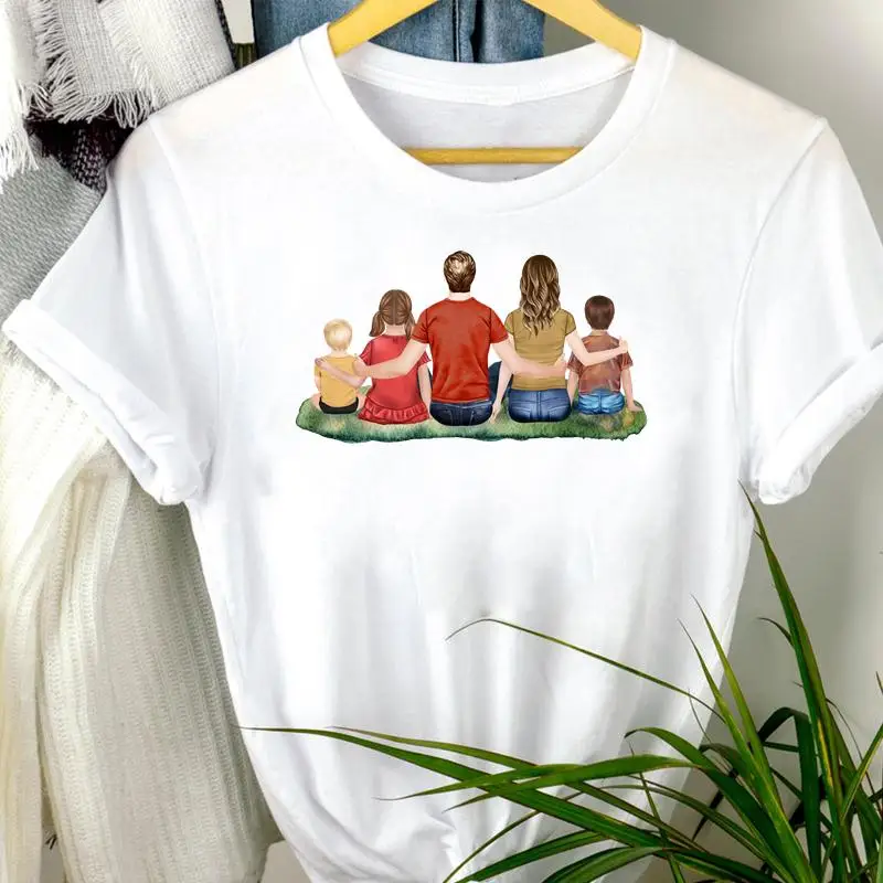 

Женская одежда счастливая милая семья мама 90-е мультяшный принт Mujer Camisetas Футболка женская футболка Топ Футболка с графическим принтом