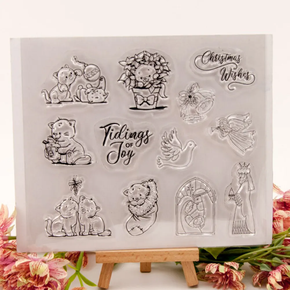 

Christmas Little Animal Cat Dove Silicone Clear Seal Stamp DIY Scrapbooking Embossing Photo Album Decorative Paper Card Craft