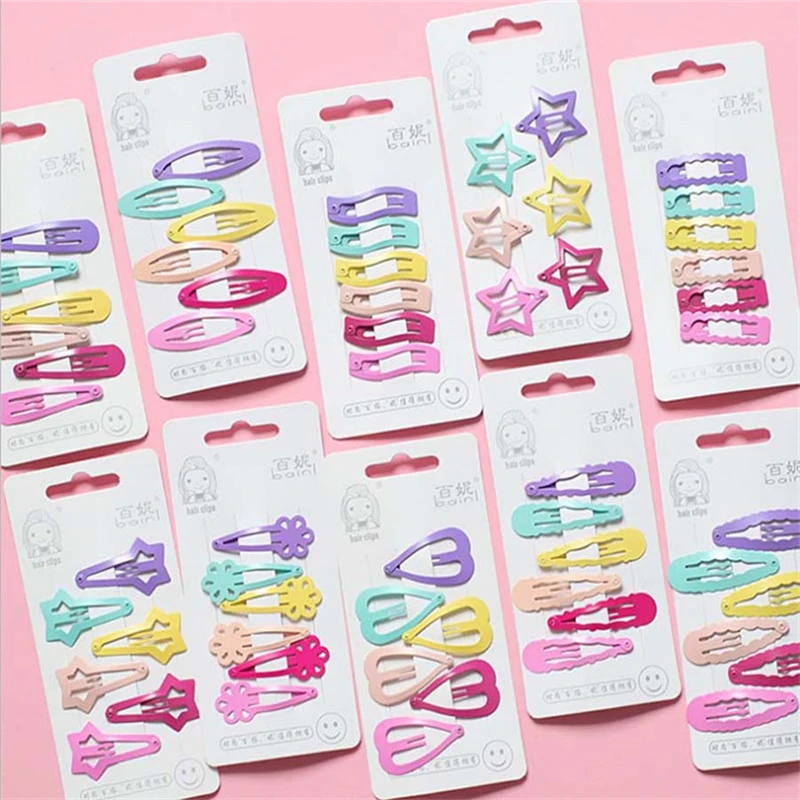 10 видов стилей милые заколки для волос ярких цветов разноцветные металлические