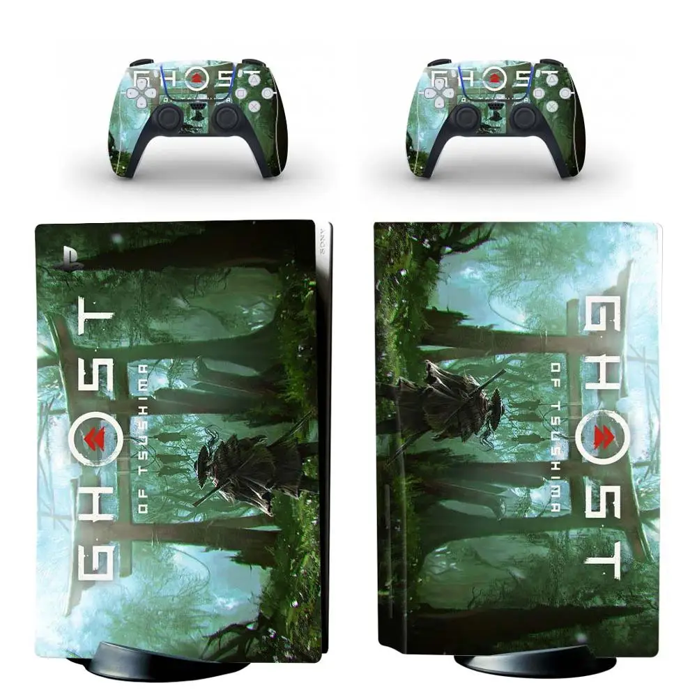 Наклейка на консоль и контроллеры PS5 привидение цушимы