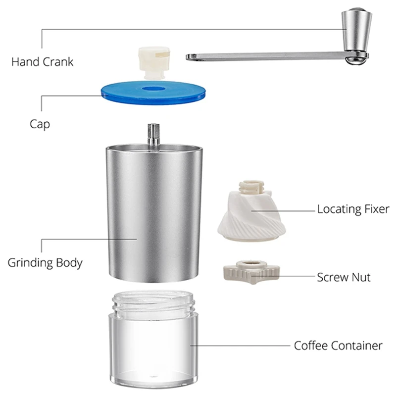Мини ручная кофемолка с прозрачным корпусом регулируемая керамическая мельница