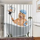 Водонепроницаемая занавеска для душа с рисунком котенка, занавеска из полиэстера с крючками для украшения ванной комнаты, с милыми животными, домашний дизайн
