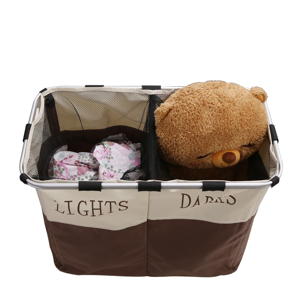 

Portable Foldable Double Lattice Laundry Basket White & Brown LB88