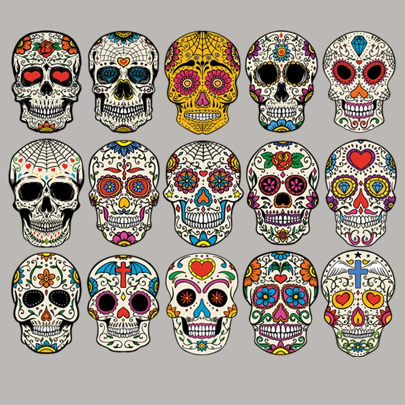 

Hiphop Skulls Sheet Sticker On Clothes Iron Diy Appliqued Fashion Heat Transfer Tops Vinyl Iron On Patches Print On Jeans