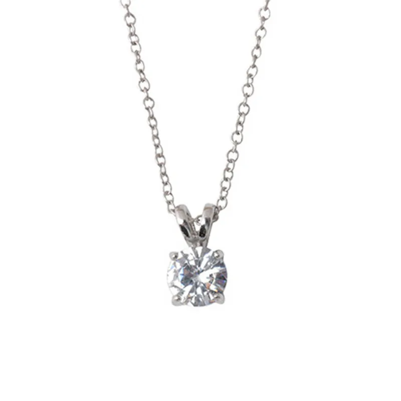 

Stylish Simple Zircon Pendant Versatile Necklace Women's Silver Metal Chain Necklace Jewelry