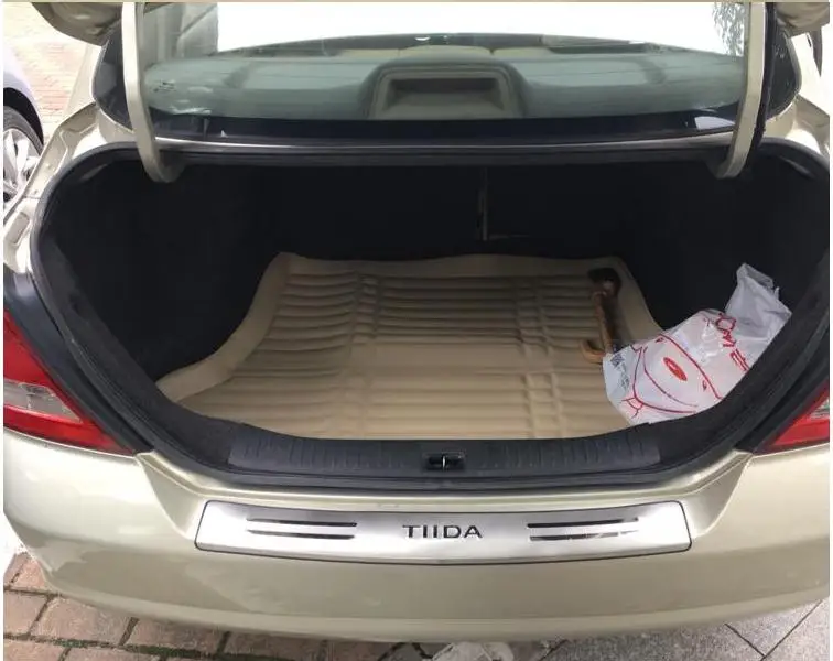 Для Nissan TIIDA 2005 2006 2007 2008 2009 2010 из нержавеющей стали протектор заднего бампера