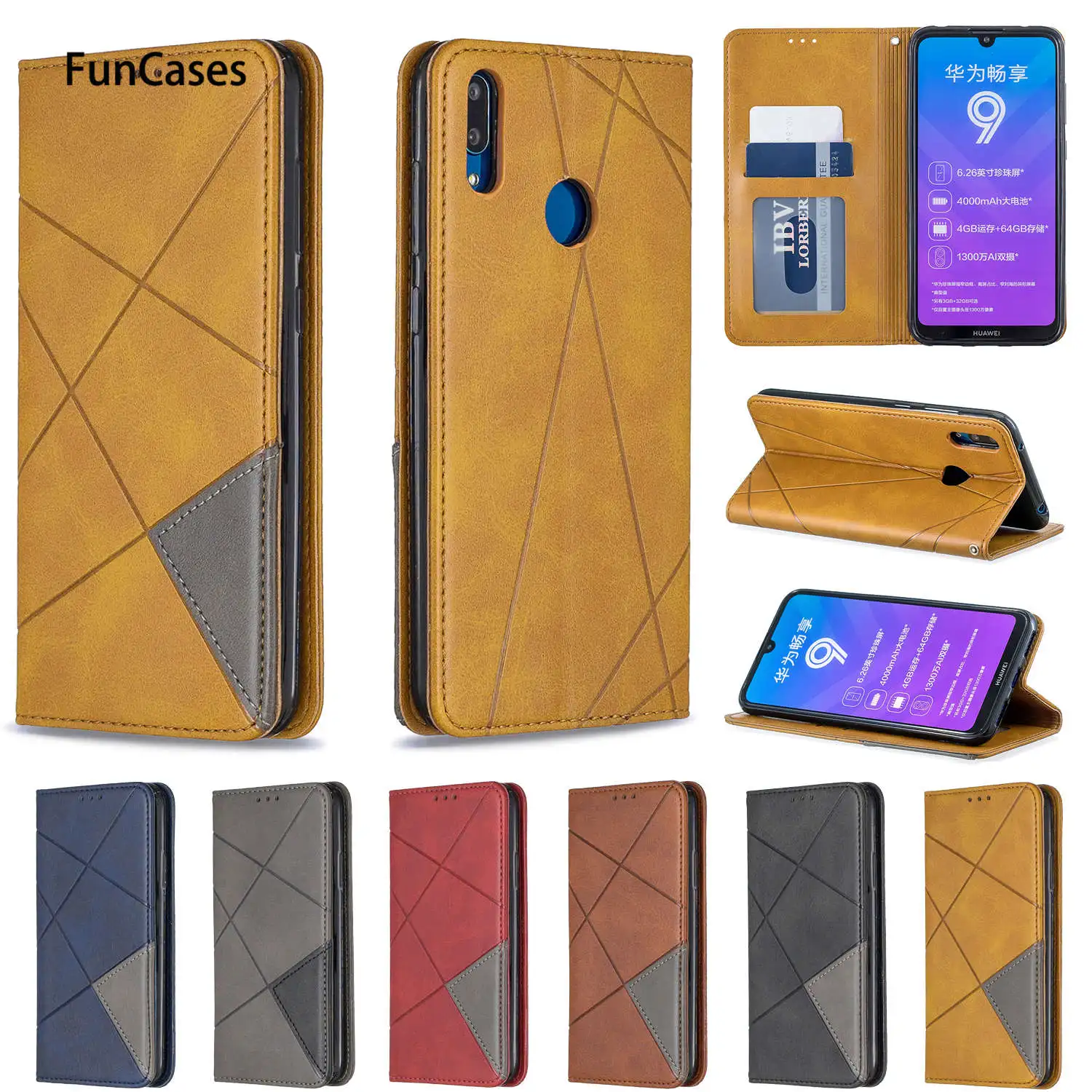 Флип чехол для смартфона чехлы armor huawei Y7 Prime 2019 PU кожаный телефона СПС estojo Pro Enjoy 9