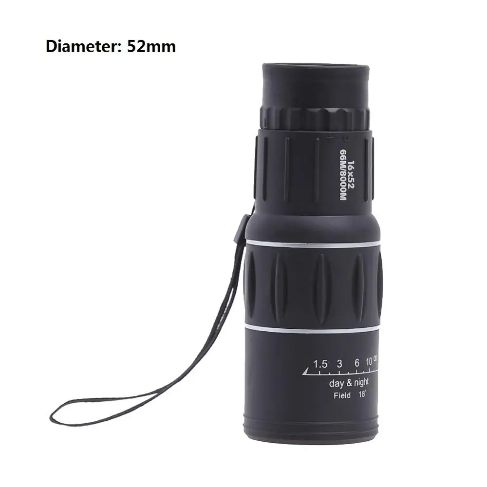 

16X52 Monocular Telescope Outdoor HD Pocket Travel Tools Plastic Waterproof Tourism Scope Binoculars Black Telescope Travel Tool