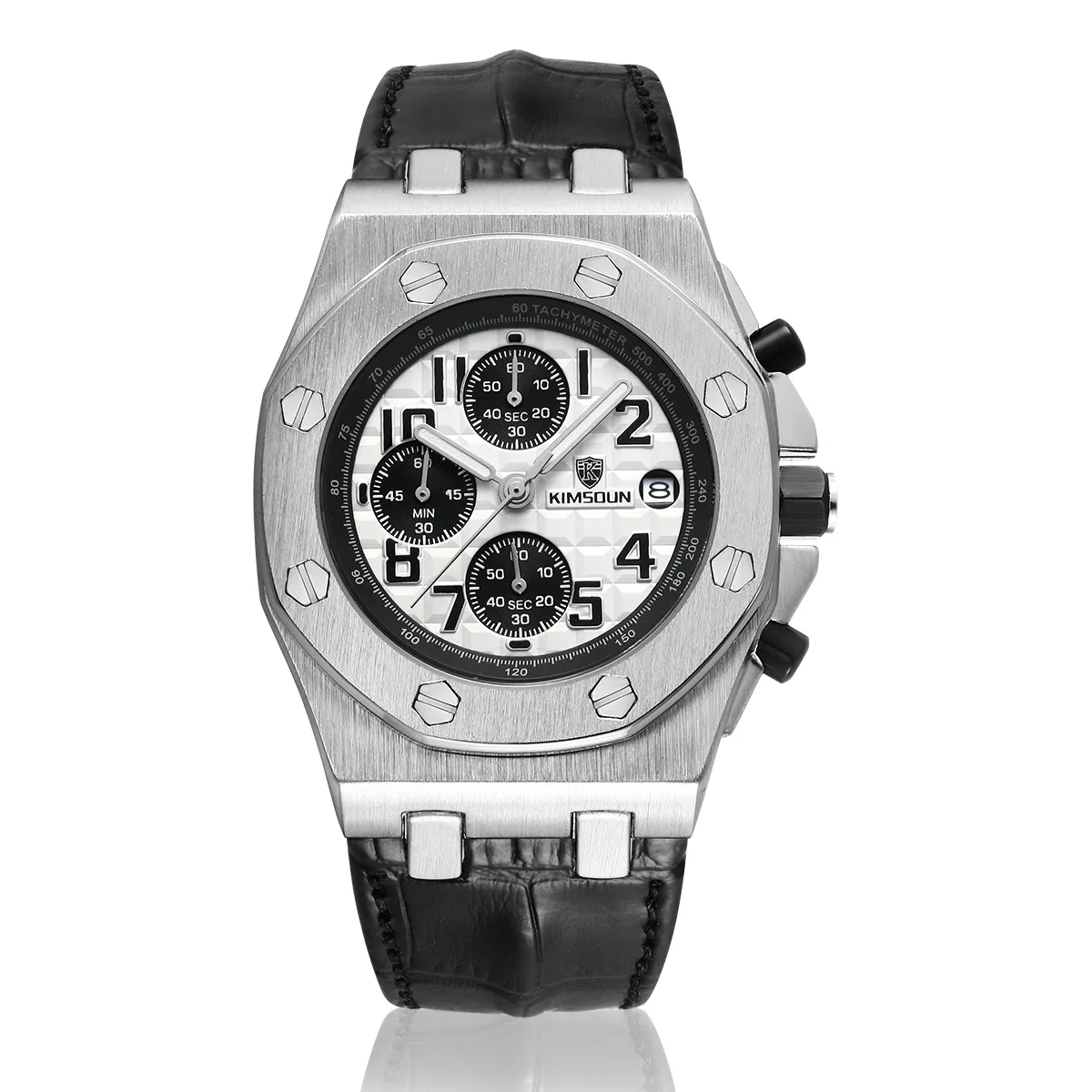 Switzerland Royal Rolexable Japan Miyota кварц часы три глаза многофункциональный синхронизации кожа водонепроницаемый календарь montre homme - Цвет: Золотой