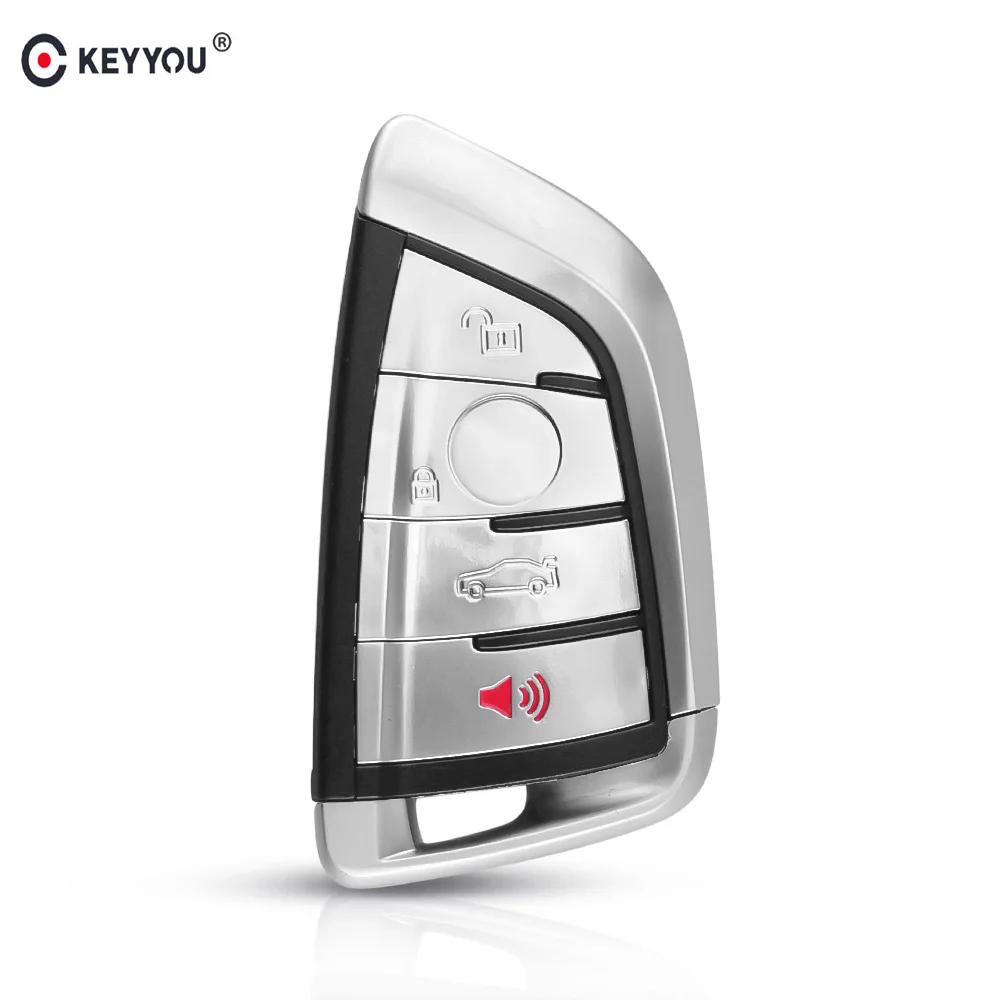 

KEYYOU Replacement 3+1/4 Buttons Key Case For BMW 3 5 Series X5 X6 2014-2016 Auto Smart Card Car Remote Control Key Shell