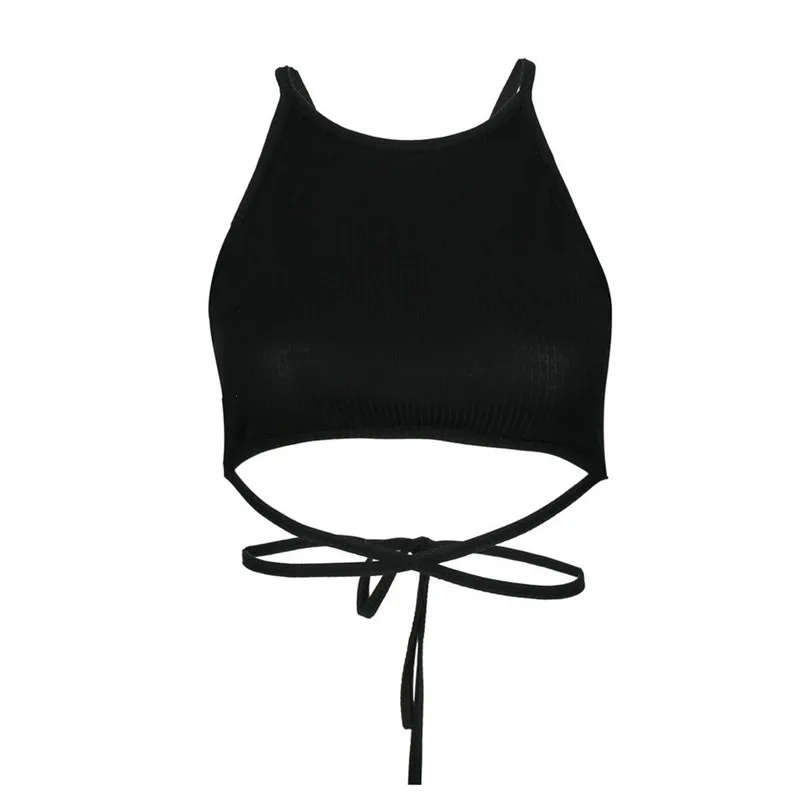 

Women Summer Sexy Cropped Tanks Cut Out Tops Vest Camis Sleeveless Bodycon Bandage Crop Tops Crochet Halter Camisole