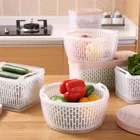 Двухслойные контейнеры для хранения овощей, большая емкость, кухонная корзина для слива, пластиковая с крышкой, прямоугольная корзина для хранения