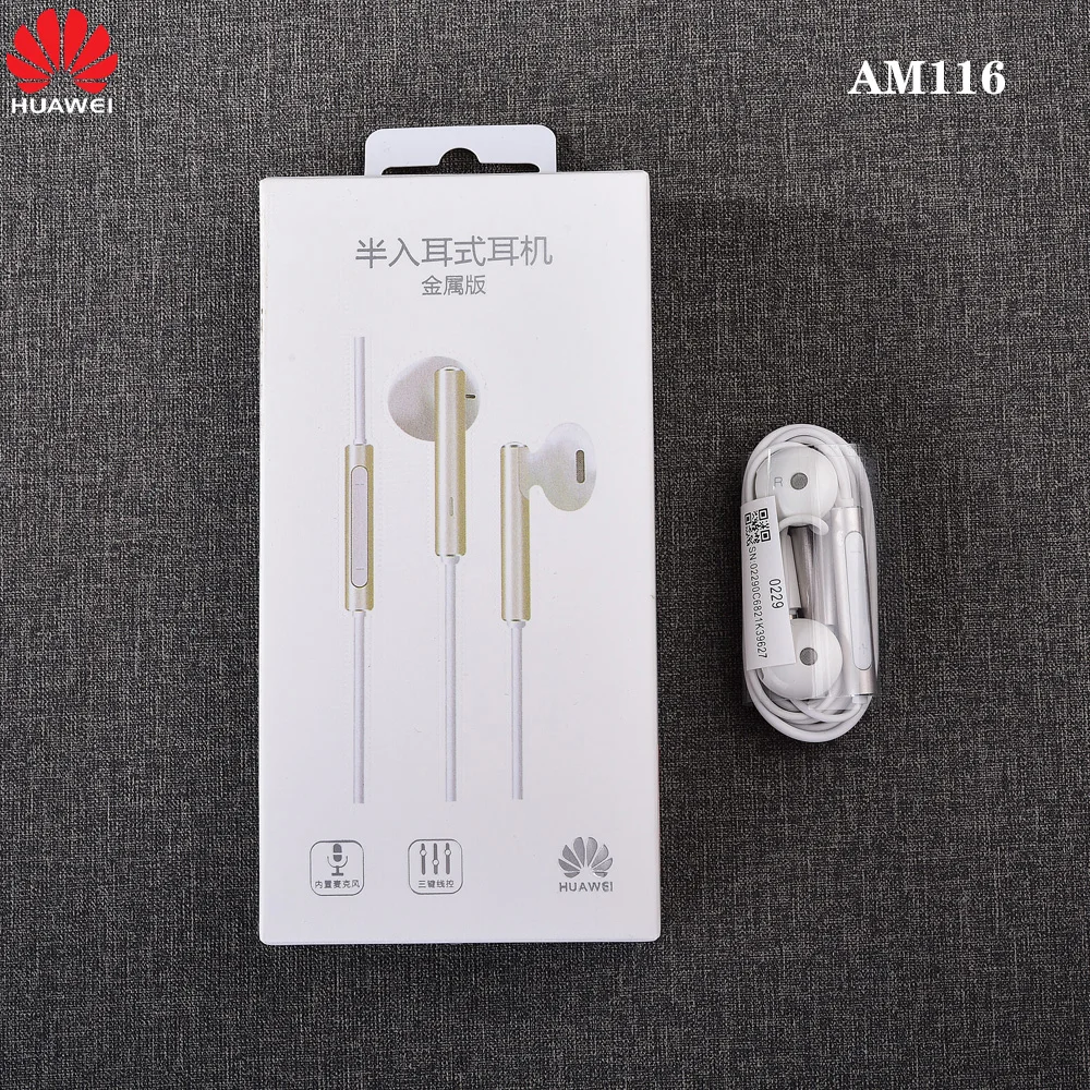 Huawei Honor AM116 наушники металлические с микрофоном Регулятор громкости для HUAWEI P9 P10