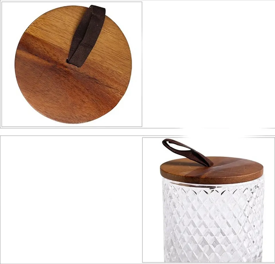 Стеклянные банки в форме ромба крышка из дерева акации алмазная стеклянная