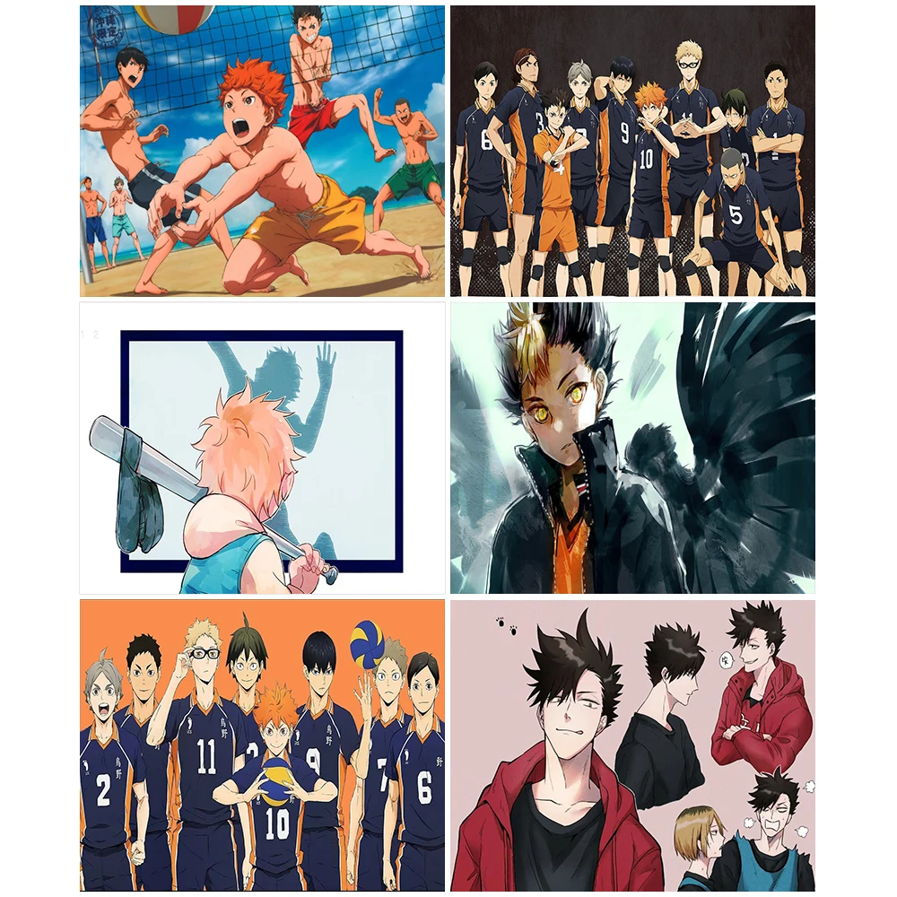 

Haikyuu! Картина из страз для волейбола для мальчиков, мультяшная Мозаика из страз «сделай сам», домашний декор, подарок, серия японских анимаци...
