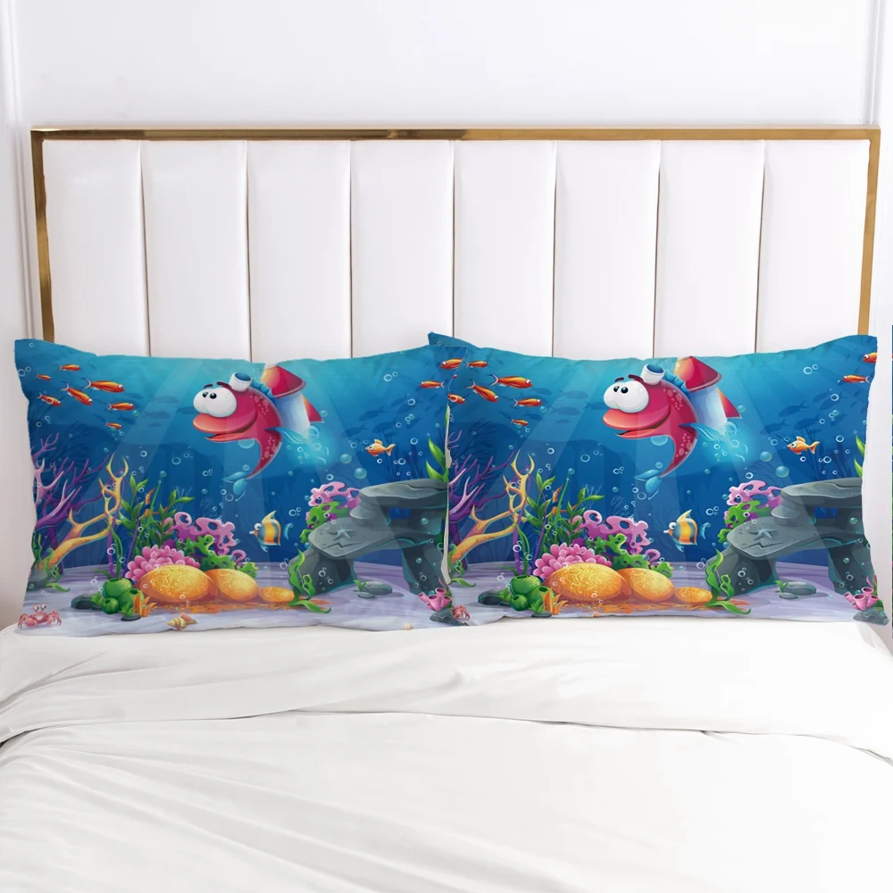 

1pc Cartoon Children's Pillow cover Pillow case Bedding Pillowcase Pillowcovers decorative for kids baby underwater world red