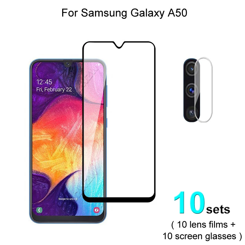 

10 комплектов для Samsung Galaxy A50 защита экрана защитное закаленное стекло Взрывозащищенная и пленка для объектива камеры