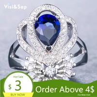 visisap luxury creative blue zircon rings for women white gold color ring party fashion jewelry wholesale b1178