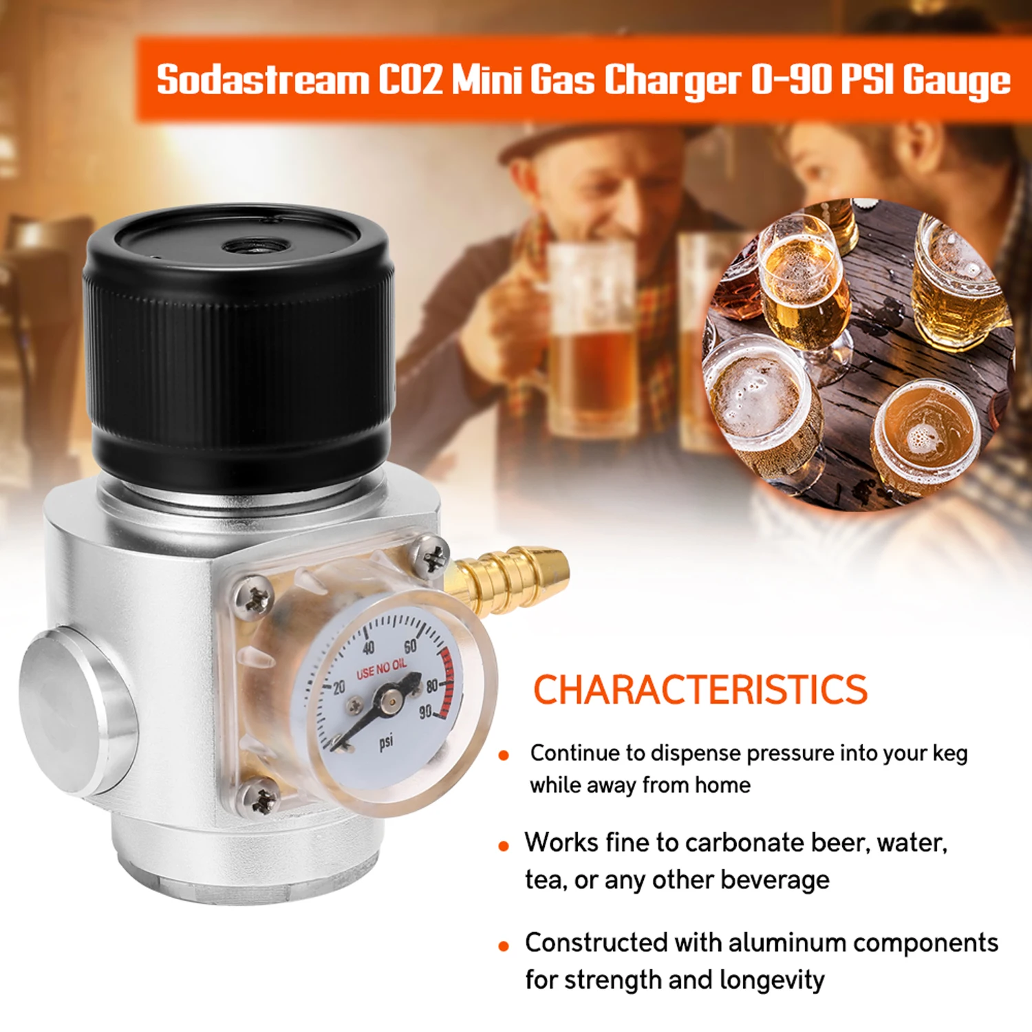 Sodastream CO2 Mini Gas Charger 0-90 PSI Gauge for Soda Water Beer Kegerator | Инструменты