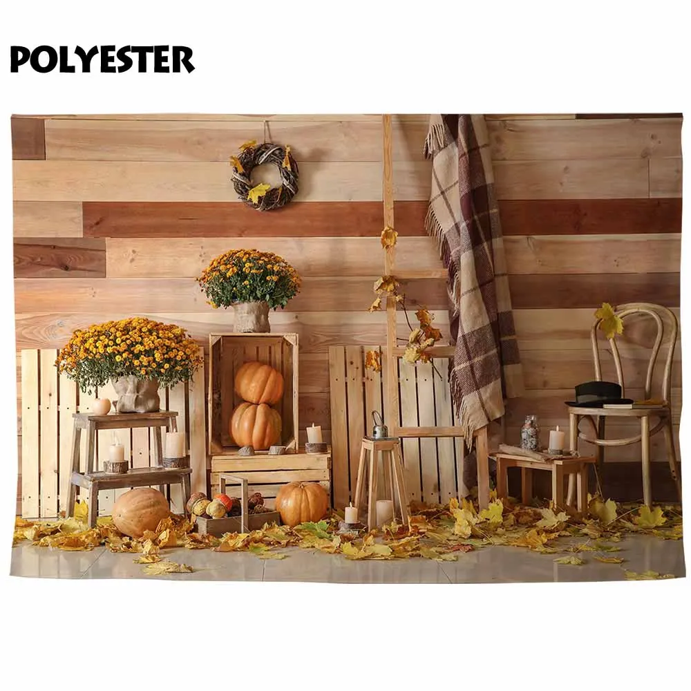 Фотофон Funnytree фотография деревянная стена Тыква Осенняя ваза цветок внутри