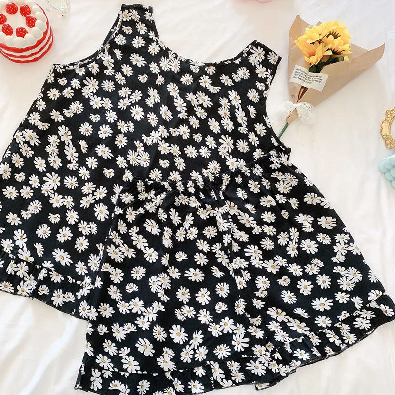 

Pajamas Women's Summer Vest Sleeveless Pajamas Suit Women's Summer Japanese-Style and Internet-Famous Little Daisy Artificial