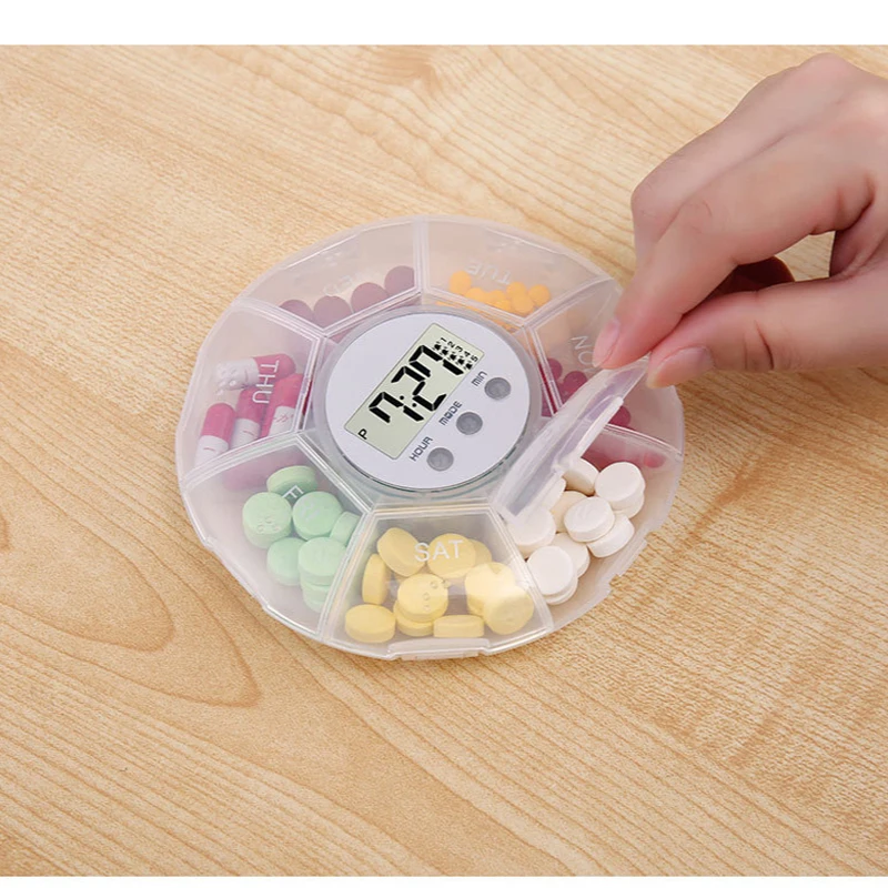 Electronic Reminder Pill Box 7 Days Weekly Travel Medicine Case Alarm Timer Pills Organizer Container | Красота и здоровье