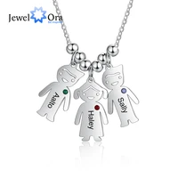 jewelora personalized engraved name boy girl pendant necklace customized birthstone stainless steel mother kids jewelry gift