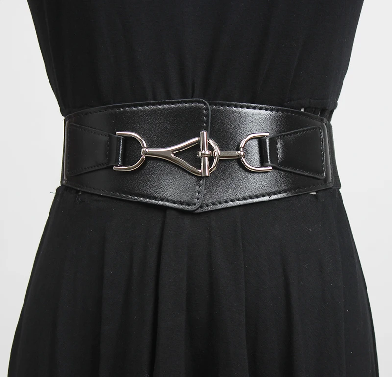 

Women's runway fashion PU leather elastic Cummerbunds female vintage Dress Corsets Waistband Belts decoration wide belt R3448