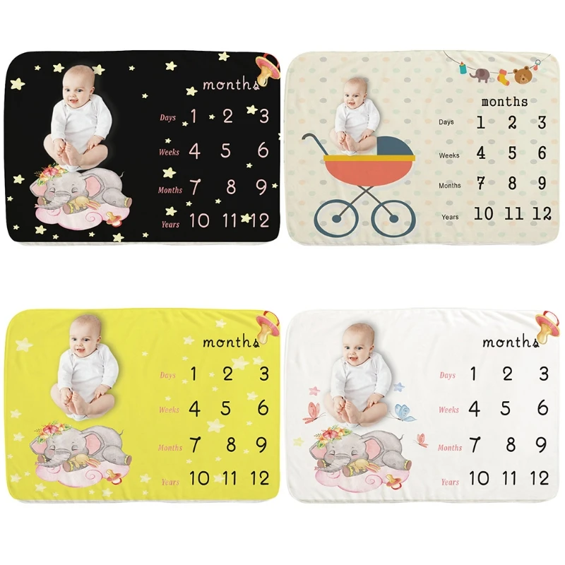 

Baby Monthly Record Growth Milestone Blanket Creative Background Cloth Newborn Soft Swaddle Wrap Photography Props