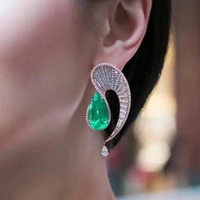 kellybola luxury clear cz big drop pendant earrings cubic zirconia shiny charm earring for women bride wedding jewelry