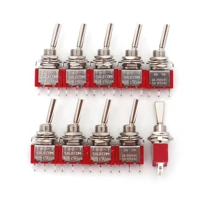 10pcs sh t8013 u flatted lever 3pin on on 2 position spdt mini toggle switch for remote control