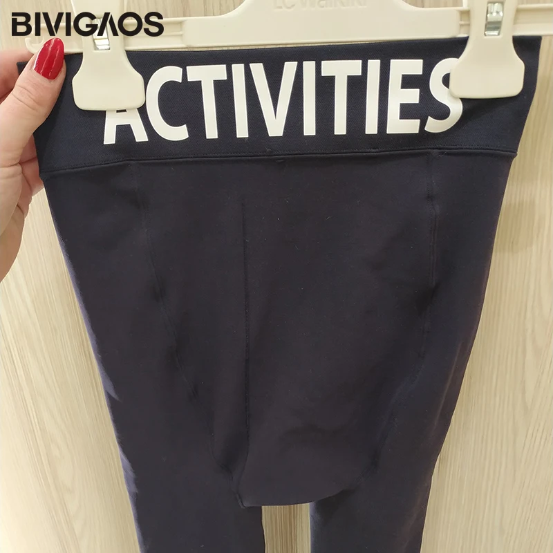 BIVIGAOS Новинка 2019 года сезон осень-зима корейские нейлоновые леггинсы с буквенным