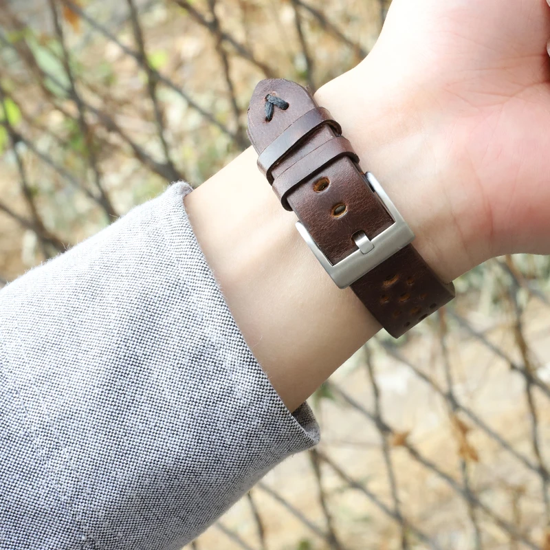 Винтажный кожаный ремешок ручной работы аксессуары для часов браслет 18 мм 20 22 24
