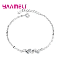 newest 925 silver bracelet aaaaa cubic zircon inlay paved olive branch charming korean style wristband jewellery womens fashion