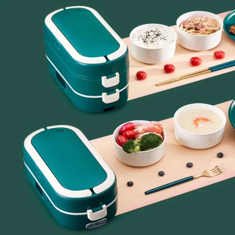 

Electric Lunch Box 2 Layers Portable Food Steamer Rice Cooker Cooking Container Meal Lunchbox Warmer Automatic Heating Timing